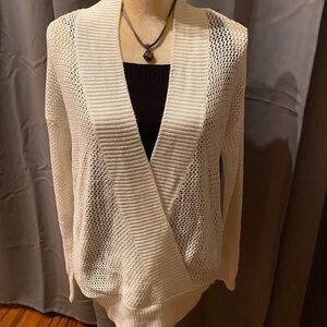 NWT White Faux Wrap Sweater by No Comment